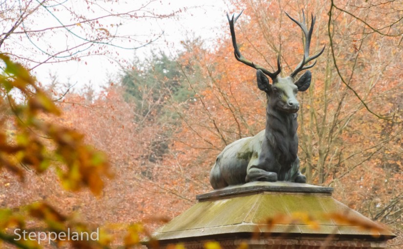 Two majestic deer statues on gate posts in the Palace&nbsp;woods